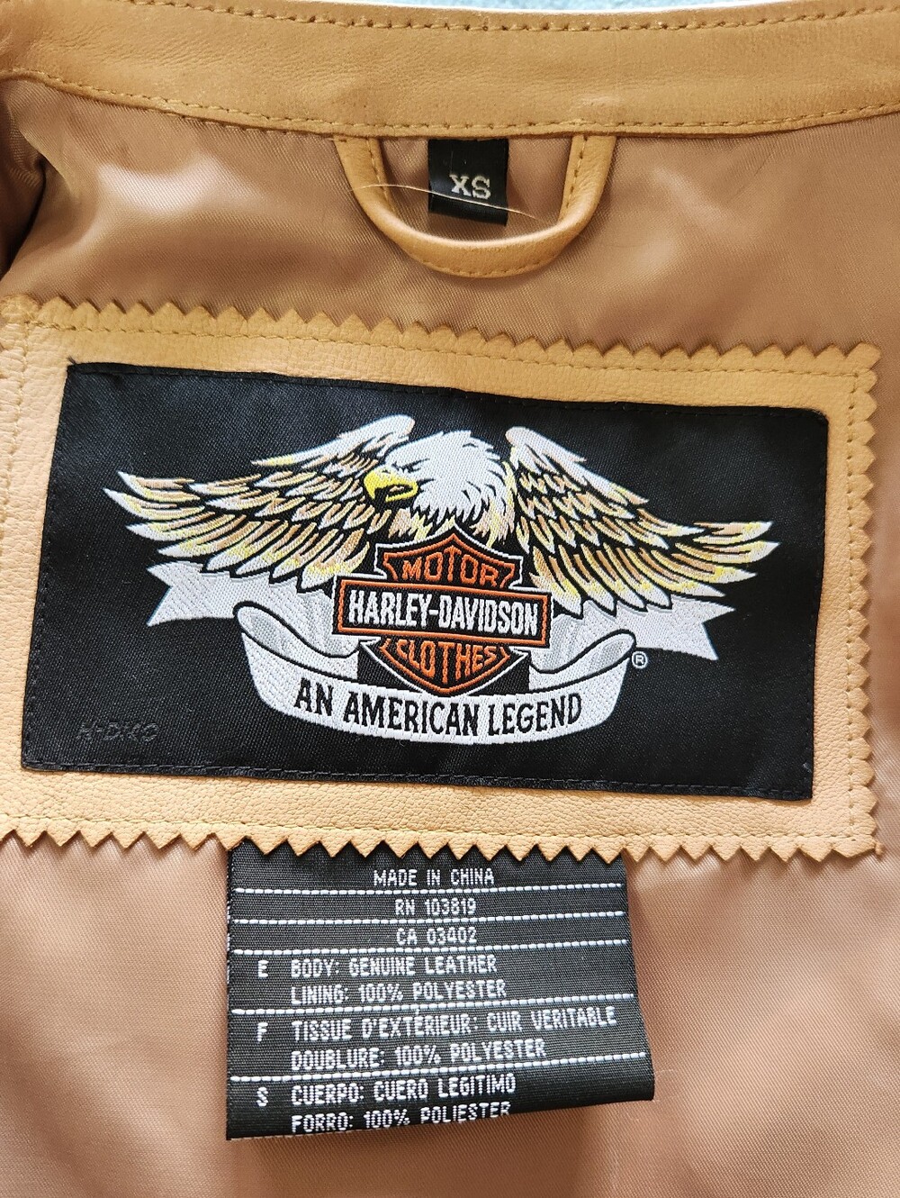 Harley-Davidson Women's Beige Leather Zip-Front Jacket - Picture 5 of 6